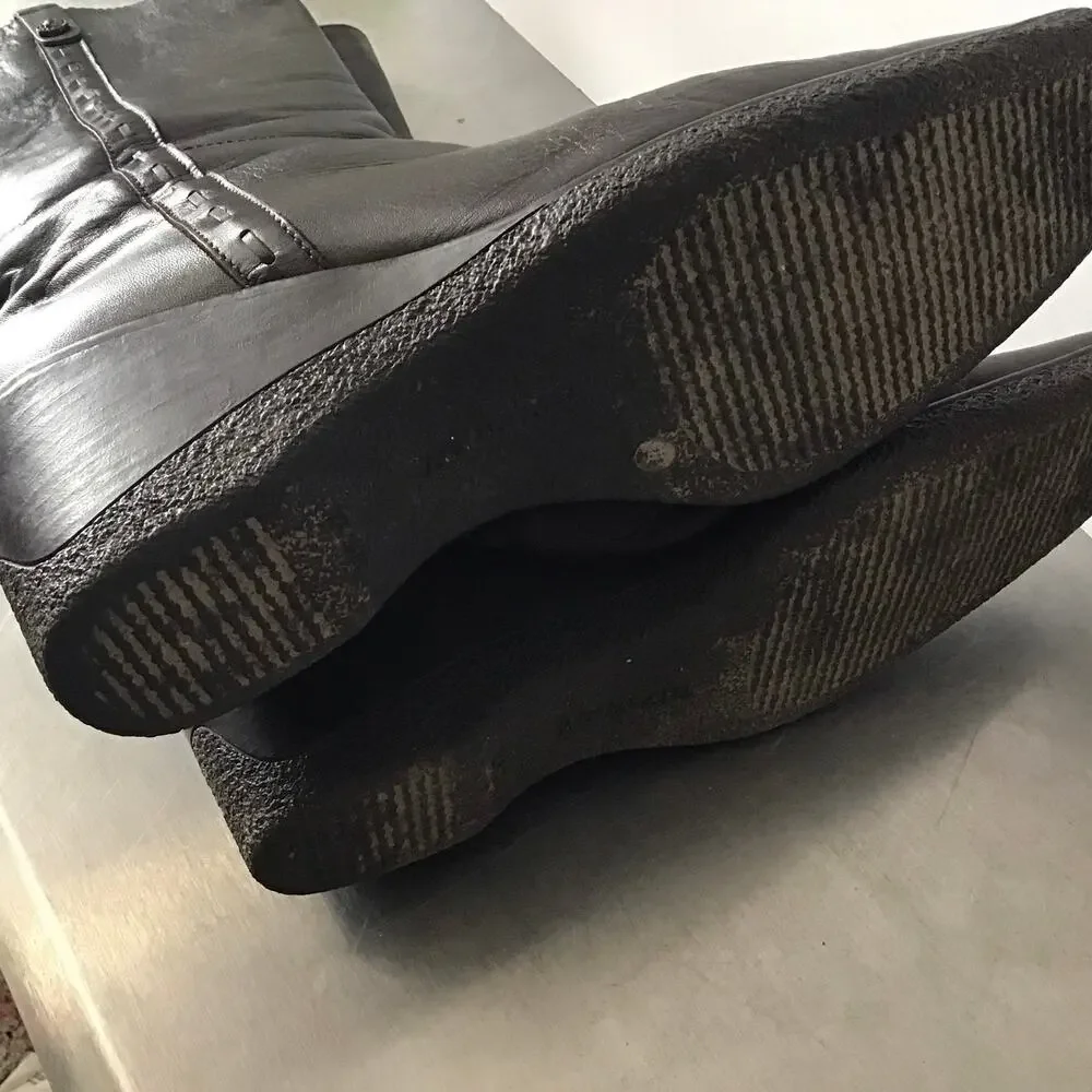 Aquatalia Brown Leather Boots Wedge Heel Boho Classic 8.5